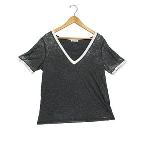 Treasure & Bond Gray Ringer V-Neck T-Shirt for Women - Large NWOT